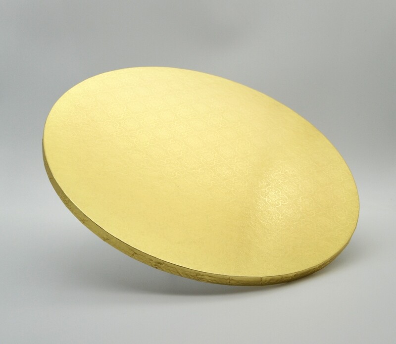 Cake Board Embossed Gold Round 13&quot; Thick (ea)