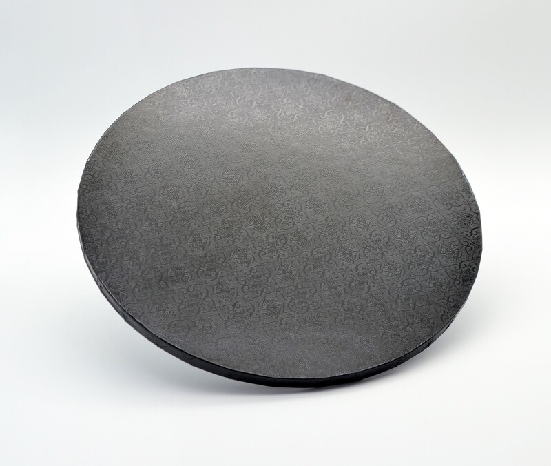 Cake Board Embossed Black Round 12&quot; Thick (ea)