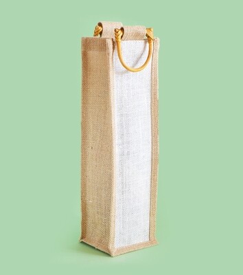 Hessian 1 Wine Bottle Bag Window 10 x 36 x 10cm ea