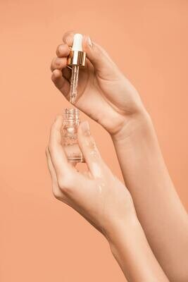 Clear Glass Bottle 'Serum' Dropper 30ml - Pipette 18x84mm Gold/White