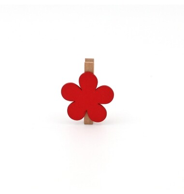 Wooden Pegs Flower 5cm Red (Qty 10)