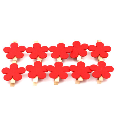 Wooden Pegs Flower 5cm Red (Qty 10)