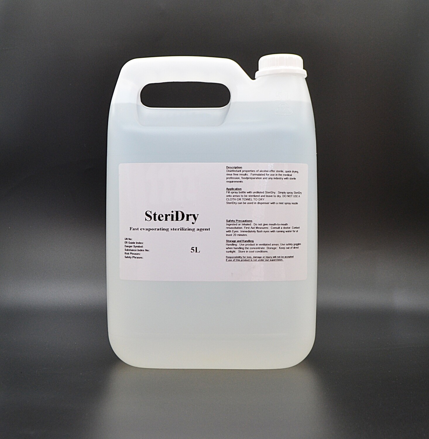 Detergent Sanitizer Hand Wipe Fluid Steridry 70% - 5L