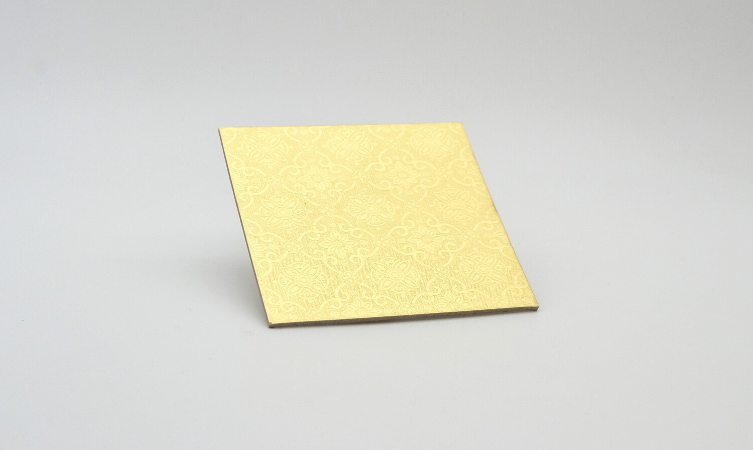Cake Board Embossed Gold Square 4&quot; Thin (ea)