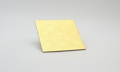 Cake Board Embossed Gold Square 4&quot; Thin (ea)