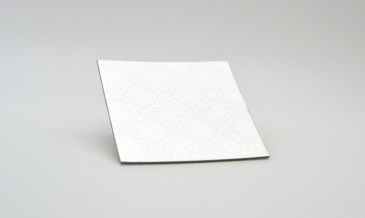 Cake Board Embossed Silver Square 4&quot; Thin (ea)