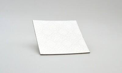 Cake Board Embossed Silver Square 4&quot; Thin (ea)