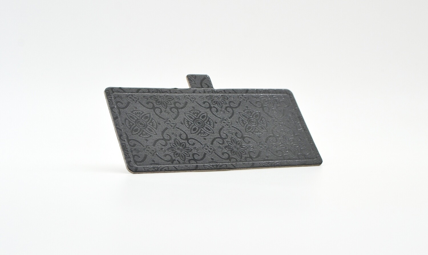 Mini cake board rectangular black embossed 120 x 55 mm (ea)