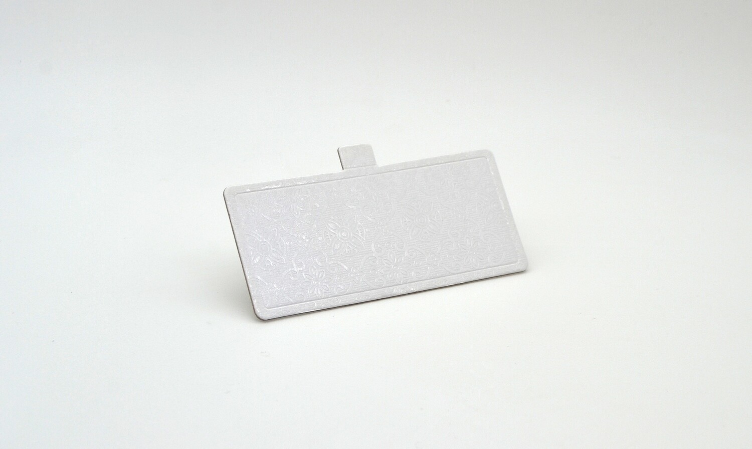 Mini cake board rectangular white embossed 120 x 55 mm (ea)