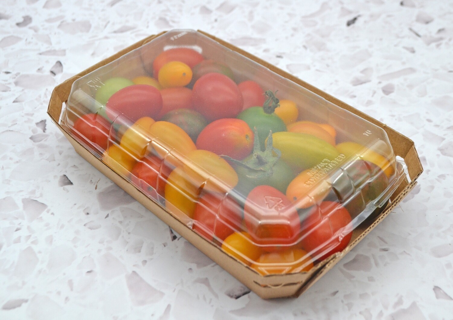 Currugated Fluted Tray Kraft &amp; Lid PET 170 x 95 mm (Qty 50)