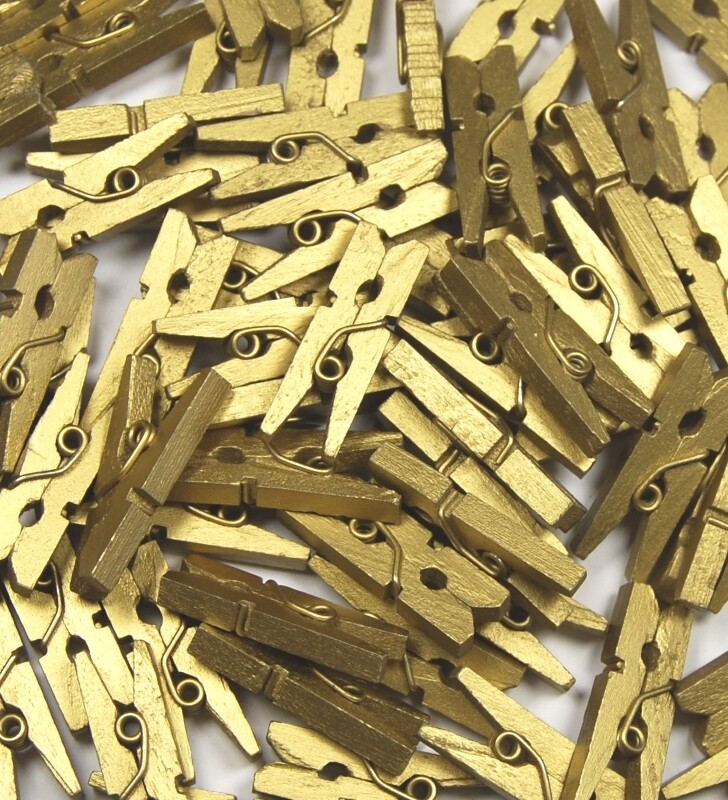 Wooden Mini Pegs 2.5cm Gold (Qty100)