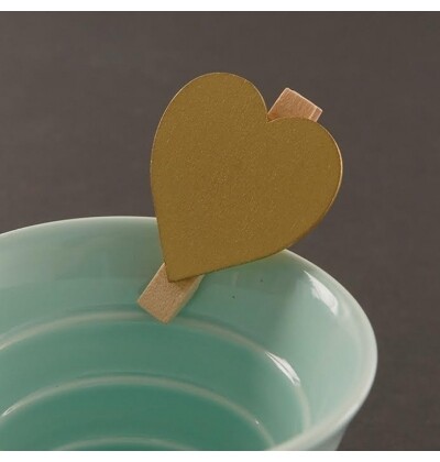 Wooden Pegs Pretty Gold Heart (Qty 10)