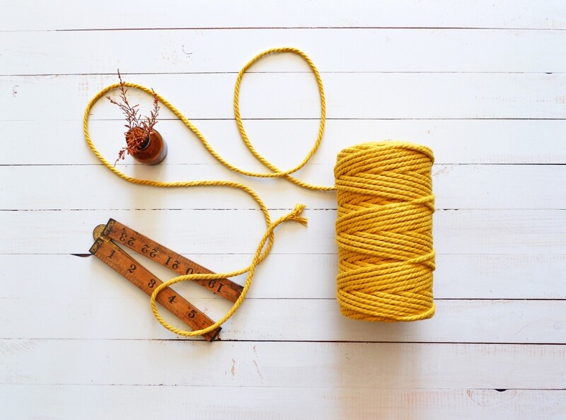 Macrame Luxury 100% Cotton Cord 3Ply- Mustard 4mm x 500g