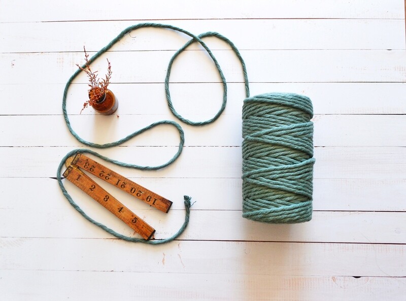 Macrame Luxury100% Cotton Single Twist 3Ply-Sage Green 4mm x 500g