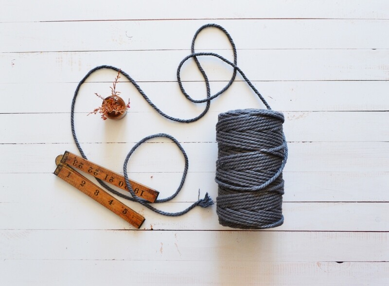 Macrame Luxury 100% Cotton Cord 3Ply-Dark Grey 4mm x 500g