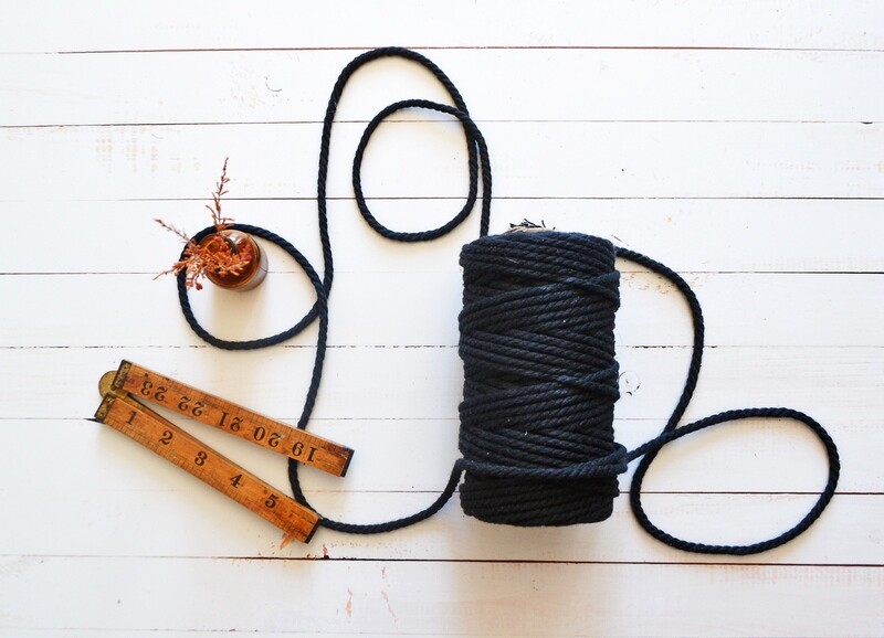 Macrame Luxury 100% Cotton Cord 3Ply-Black 4mm x 500g