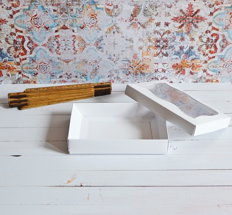 Box Base &amp; Lid + Window 200x130x40mm White (ea)