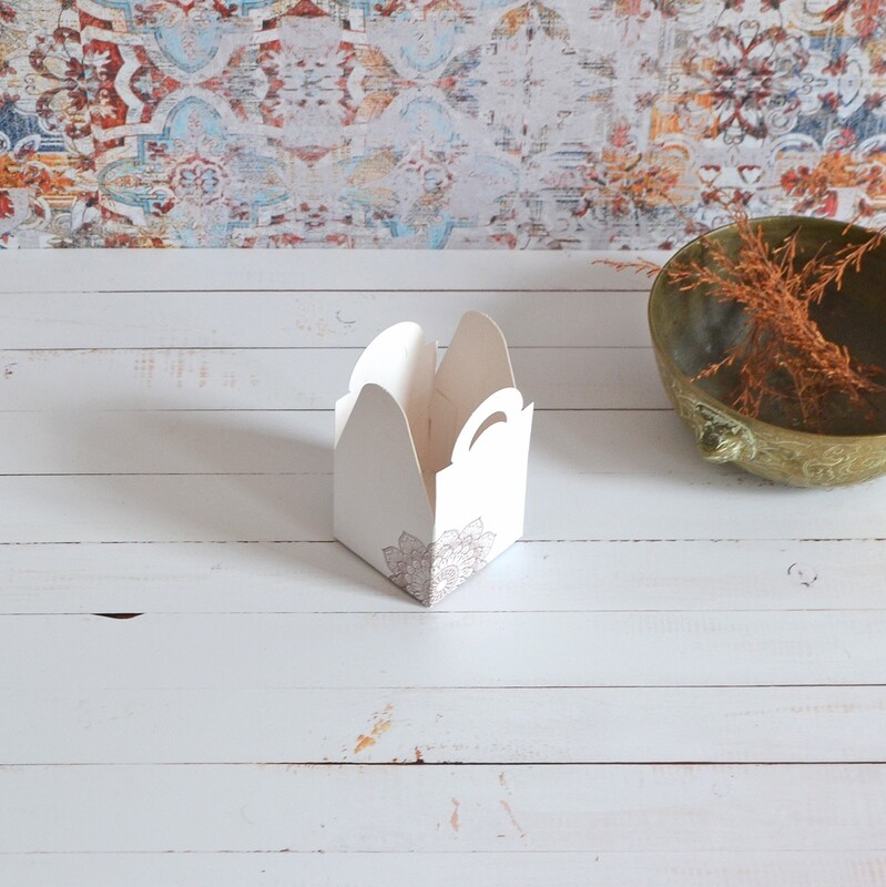 Novelty Box 65x65x60mm White Mandala design (ea)