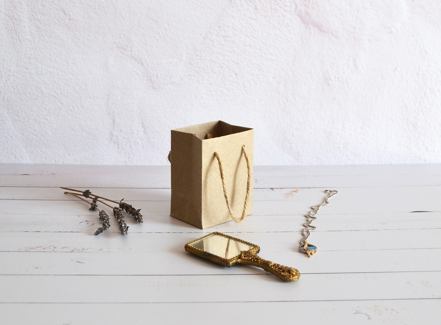 Tiny Rope Handle Paper Bag Kraft (each) Twine Core Pack