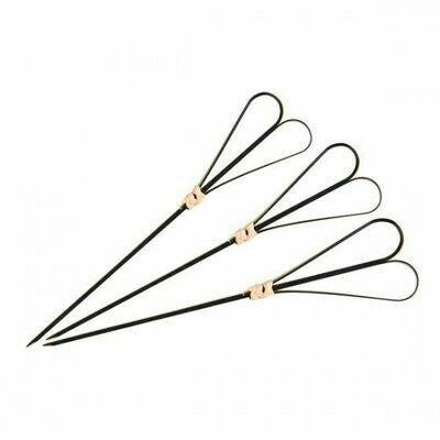 Skewers Bamboo Looped Heart Black 12cm (100)