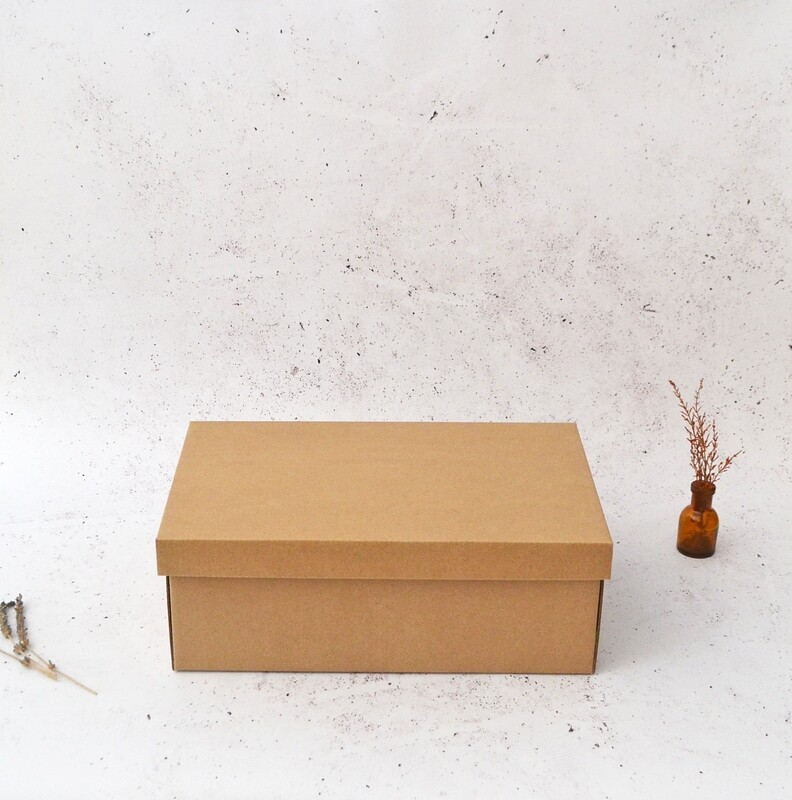 Corrugated Base &amp; Lid Shoe Box 205 x 340 x 120 mm - Kraft (ea)
