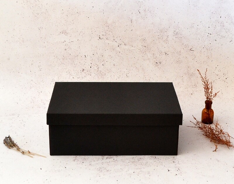 Corrugated Base &amp; Lid Shoe Box 205 x 340 x 120 mm - Black (ea)