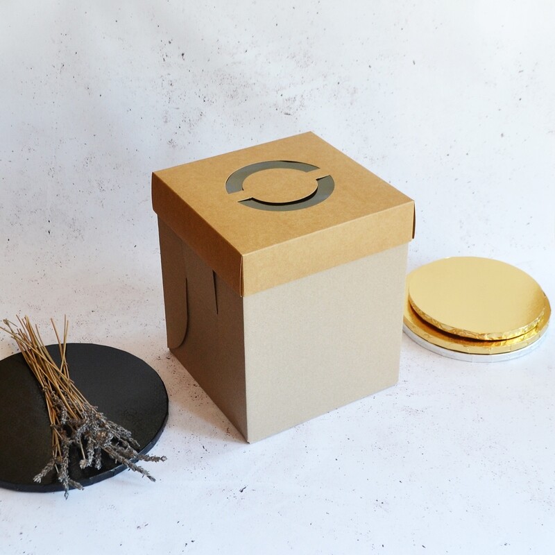 Cake Box Corrugated Kraft 8&quot; Base &amp; Lid (ea)