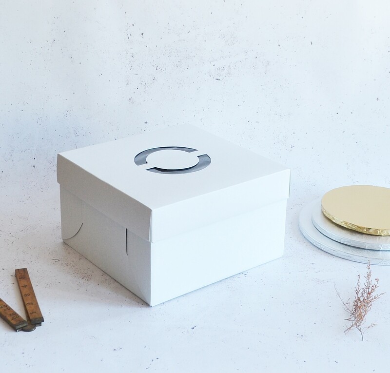 Cake Box Corrugated White 10&quot; Base 15cm High + Soft Lid (ea)