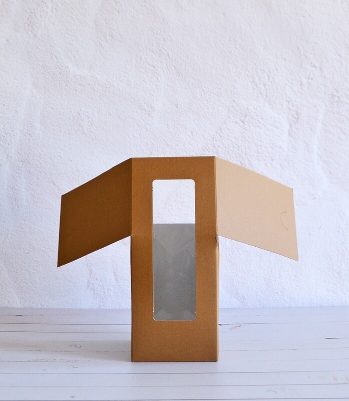 CupCake Single Window 100 x 100 x 150 mm Kraft - Tall (ea)