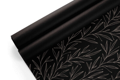 Tissue Paper - Christmas Leaf - Bronze on Black - (Qty 5)
