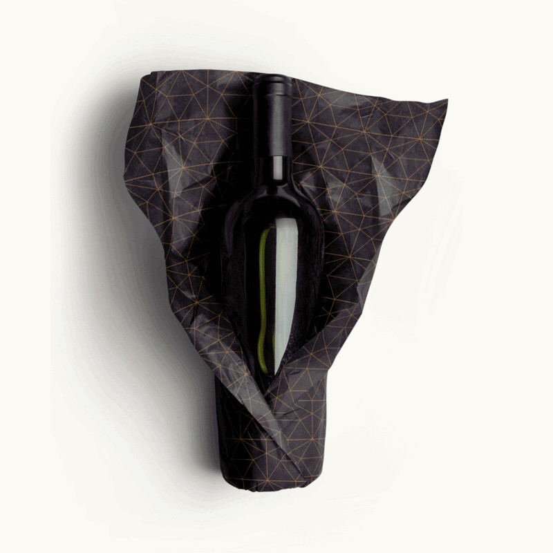 Tissue Paper - Geometric - Gold on Black - (Qty 5)