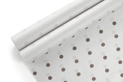 Tissue Paper - Dots - Brown On White - (Qty 5)
