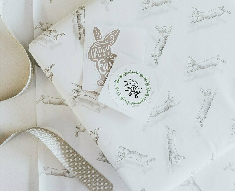 Tissue Paper - Bunnies - Brown On White - (Qty 5)