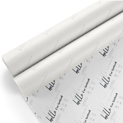 Tissue Paper - Hello I&#39;ve Arrived - Grey on White - (Qty 5)
