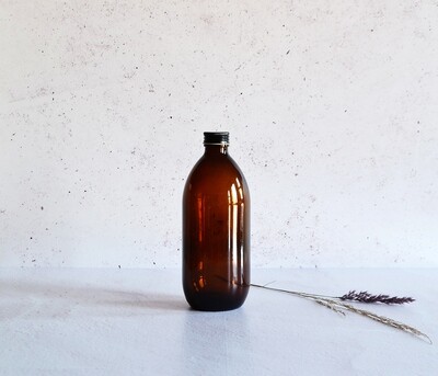 Amber Glass Bottle 500ml - Black Aluminium Screw Lid 28mm