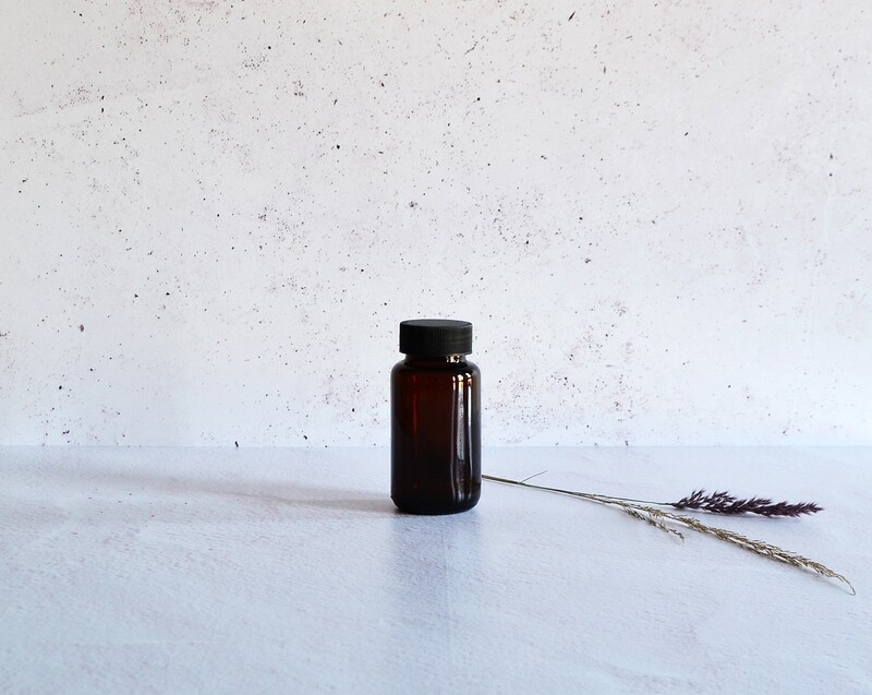 Amber Glass Jar Tablet 125 ml + Cap Black 38 mm