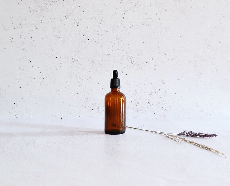 Amber Glass Bottle Dropper 100 ml + Pipette Black