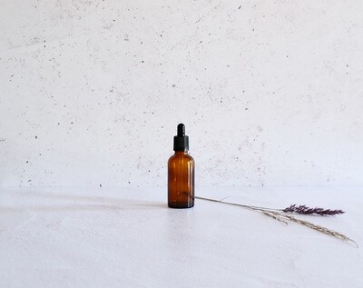 Amber Glass Bottle Dropper 50 ml + Black Pipette 18 x 89 mm
