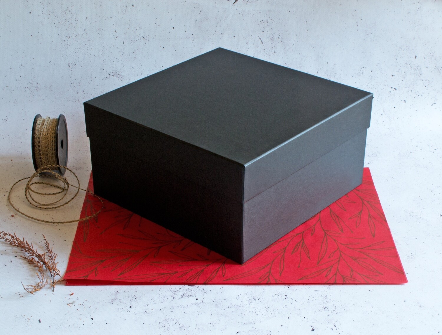 Chipboard Medium Gift Box Black + Lid 27.5x27.5x14 cm (ea)