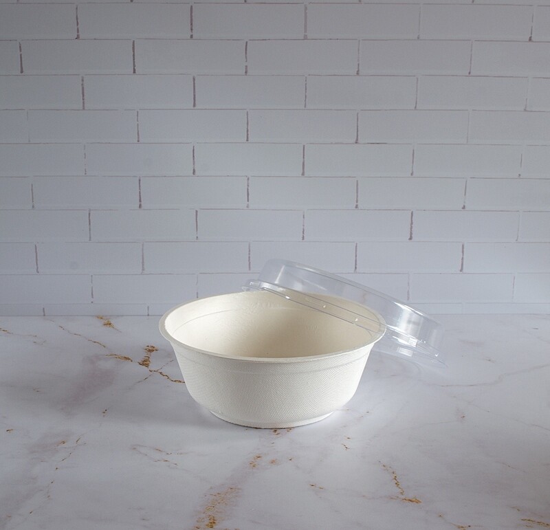 E - EcoWare Bagasse Bowl 950ml + Top hat Dome PET (Qty 50)