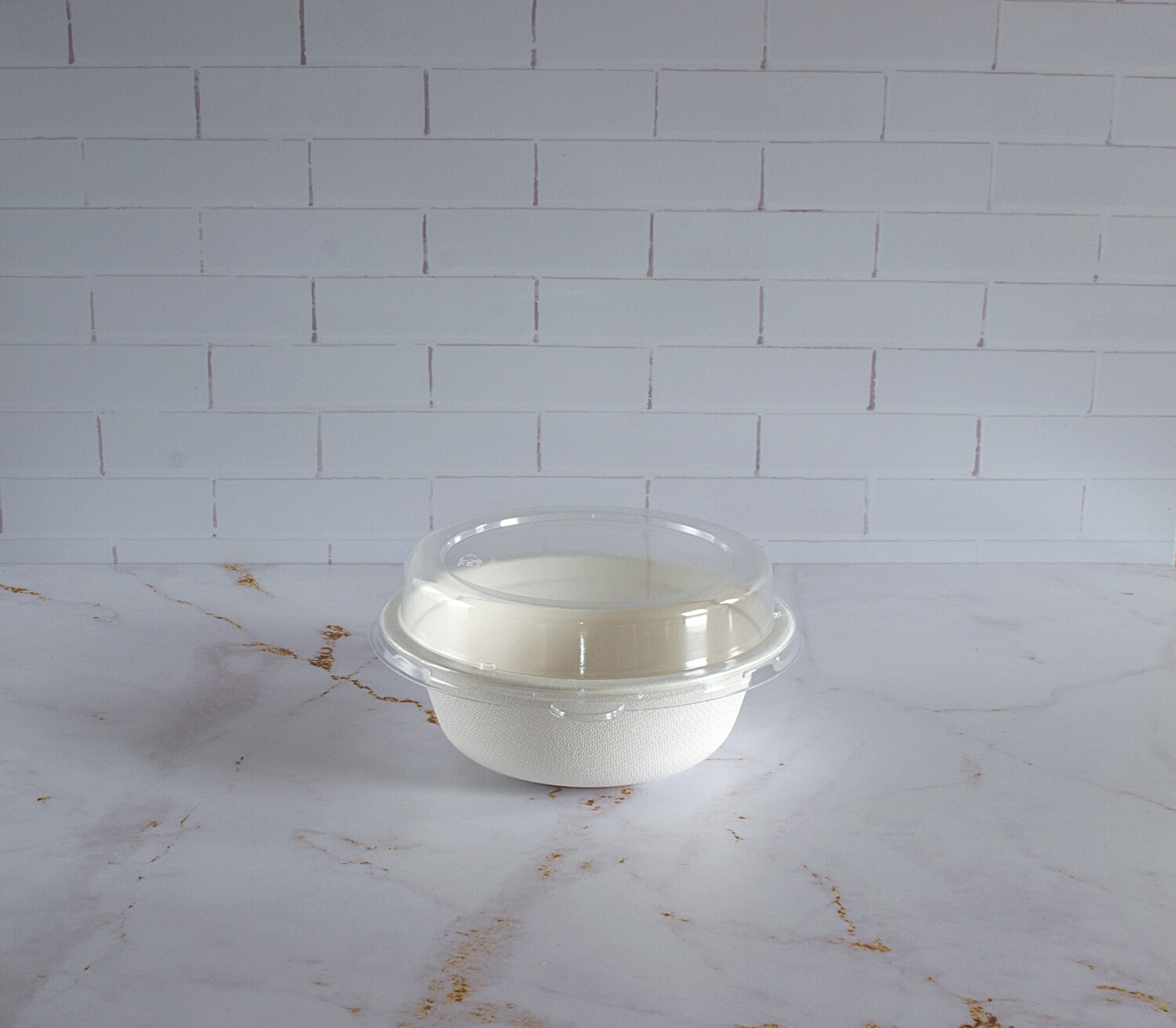 E - EcoWare Bagasse Bowl 500 ml + Top hat Dome PET (Qty 50)