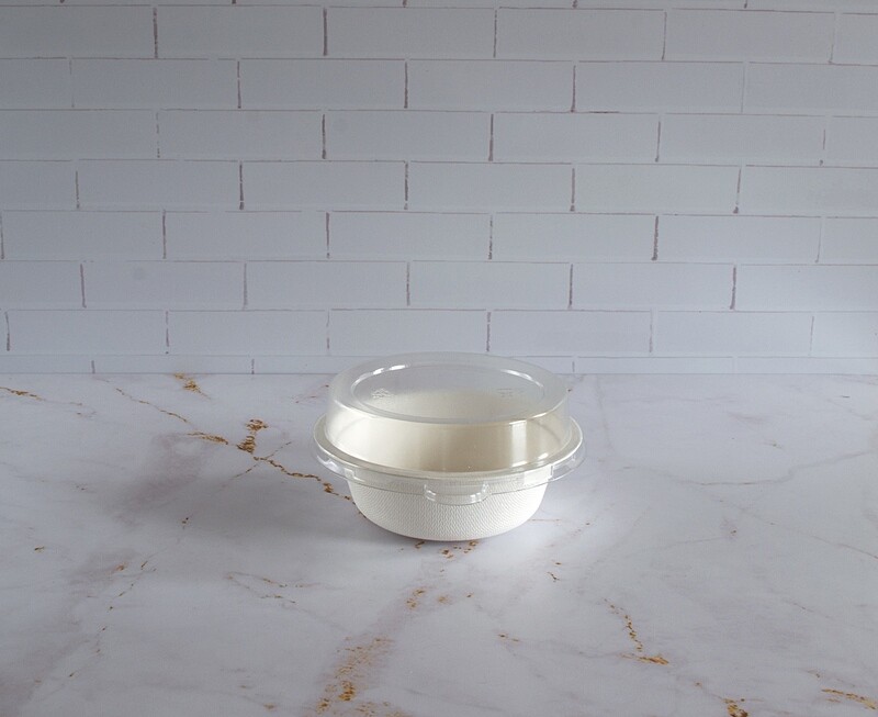 E - EcoWare Bagasse Bowl 350ml + Top hat Dome PET (Qty 50)