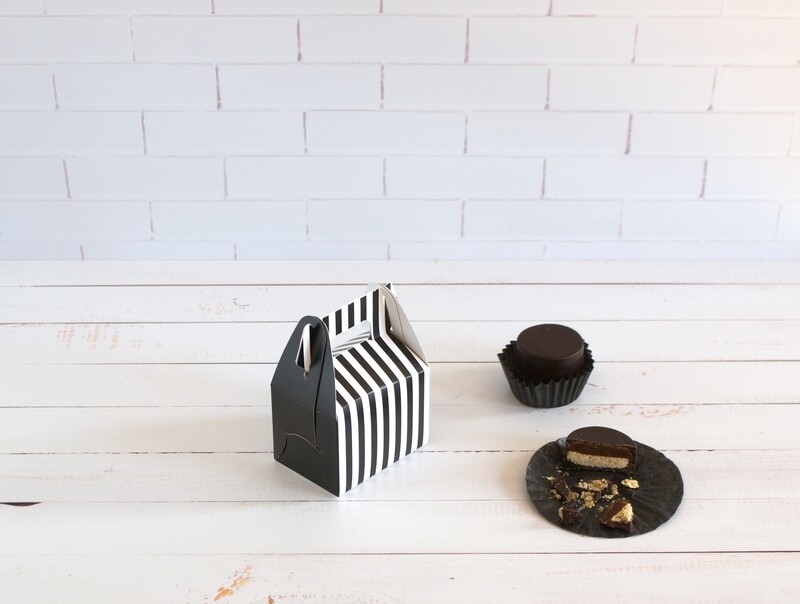 Mini Party Box 70 x 50 x 50 mm Black Stripe (ea)