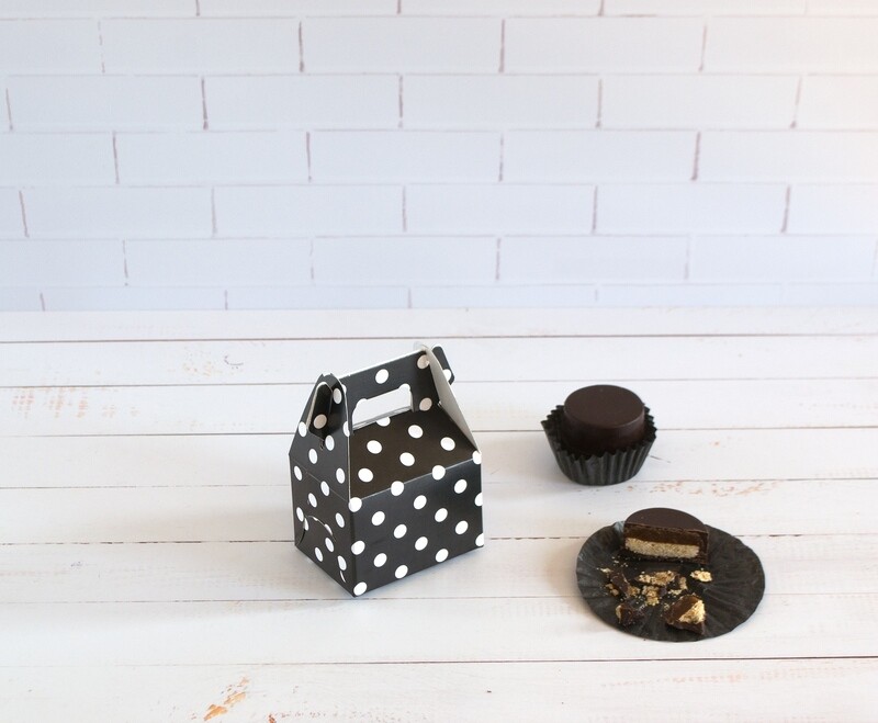 Mini Party Box 70 x 50 x 50 mm White Dot on Black (ea)