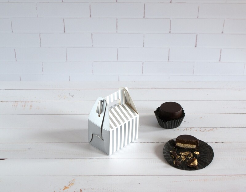 Mini Party Box 70 x 50 x 50 mm Silver Stripe (each)