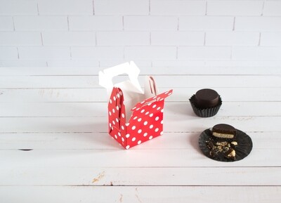 Mini Party Box 70 x 50 x 50 mm White Dot on Red (ea)
