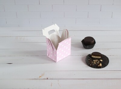 Mini Party Box 70 x 50 x 50 mm Pink - White Dot (ea)