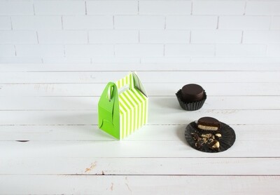 Mini Party Box 70 x 50 x 50 mm Green Stripe (ea)