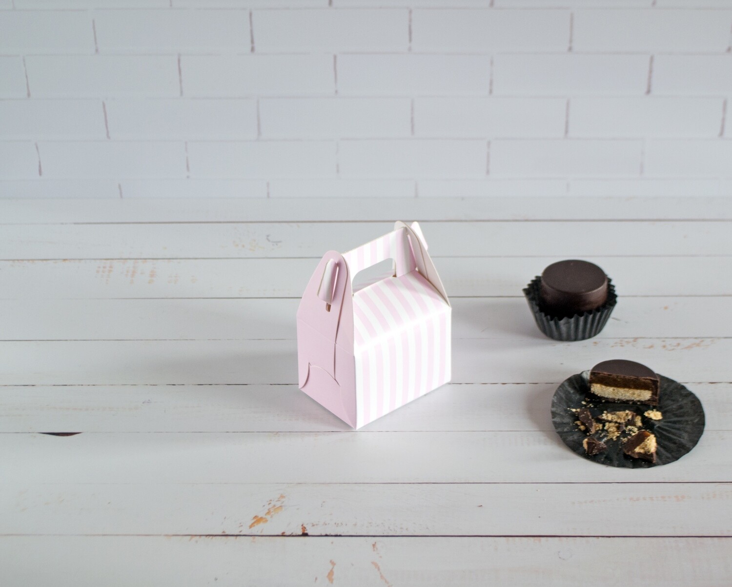 Mini Party Box 70 x 50 x 50 mm Pink Stripe (ea)