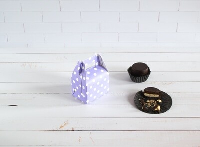Mini Party Box 70 x 50 x 50 mm White Dot on Lilac (ea)